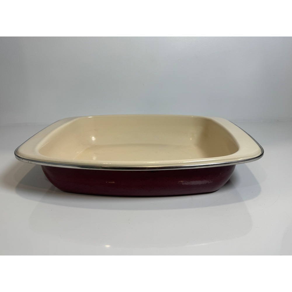 Paula Deen Red Speckled Enamelware Lasagne Large Rectangle Baking Pan Farmhouse